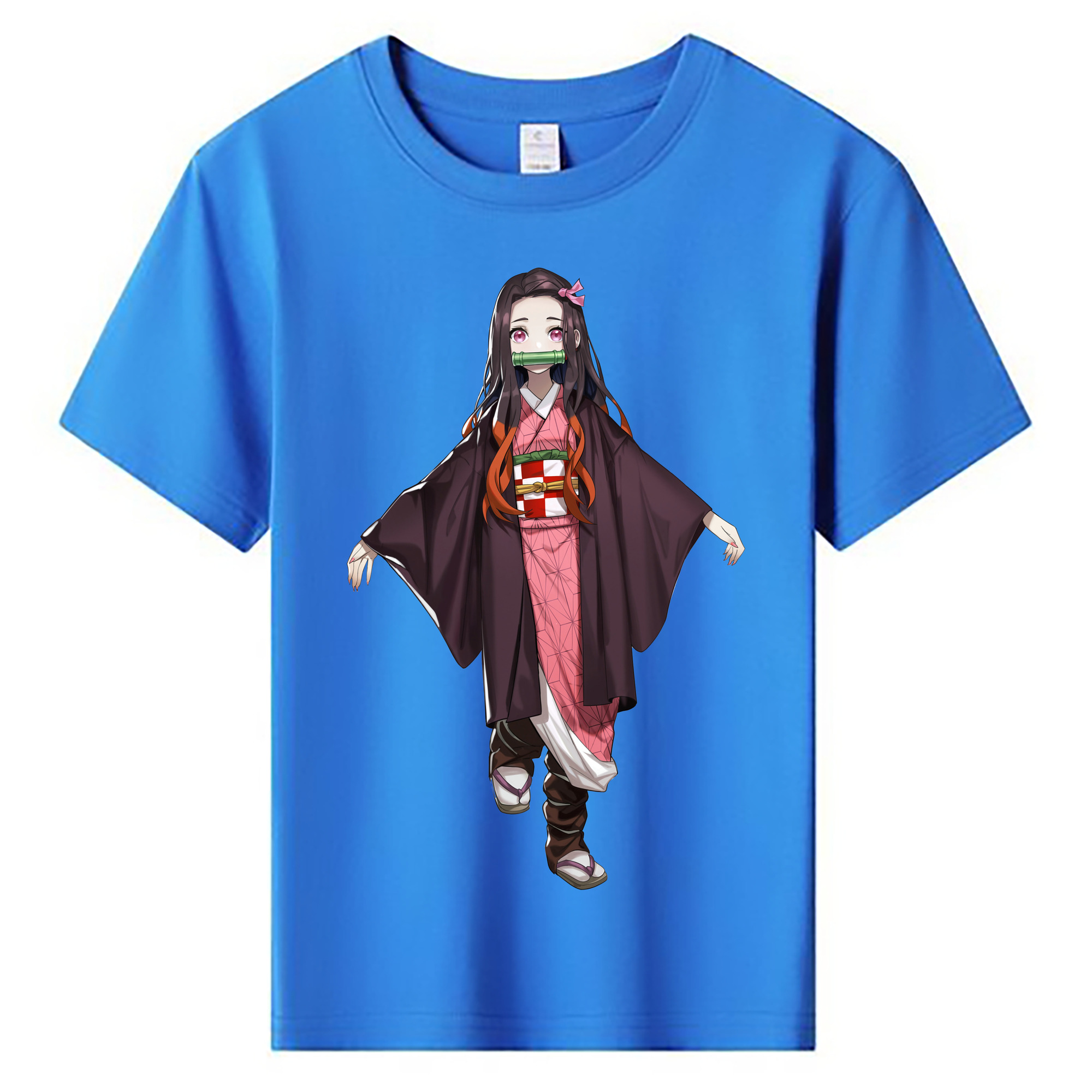 （画像用） 鬼滅の刃（きめつのやいば）竈門 禰󠄀豆子／かまど ねずこ Kamado Nezuko 綿100％キッズTシャツ（フロントプリント）